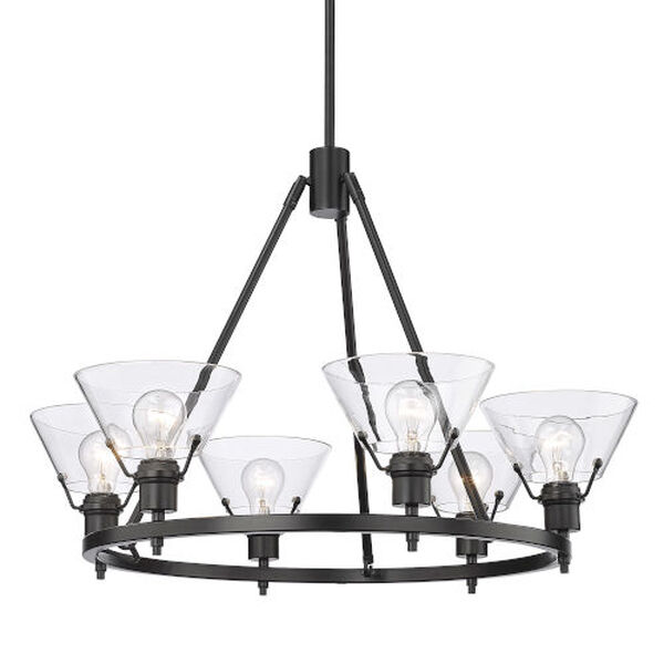 Orwell Matte Black Six-Light Chandelier with Clear Glass Shade, image 3